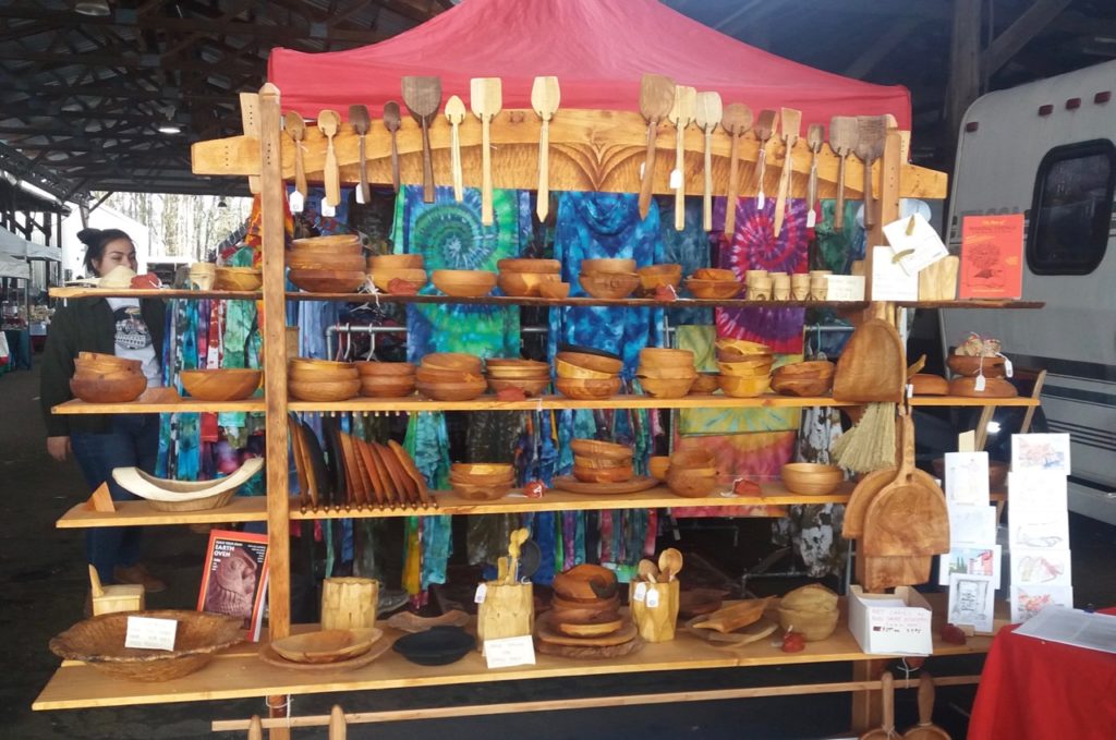 green wood wares at market